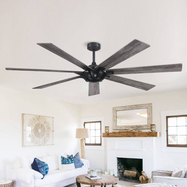 Farmhouse Reversible 7 Blade Outdoor Ceiling Fan 72", Black